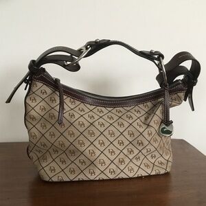 Vintage Dooney & Bourke Canvas Leather Hobo Bag